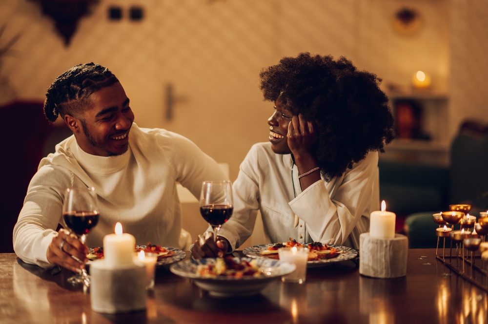 Portrait,Of,An,African,American,Couple,Having,A,Romantic,Candlelight